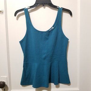 Women's Express Peplum Tank Top Blouse Sleeveless Teal with Zipper Size Small